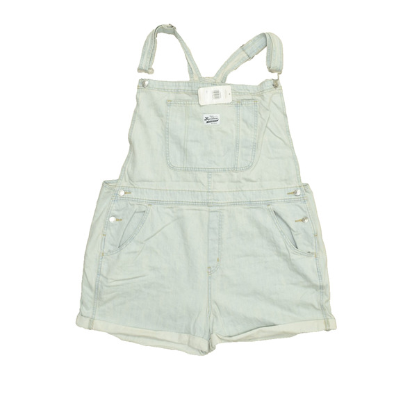 Levi Signature Blue Relaxed Fit Denim Overall Shorts Plus Size 3XL Cotton NWT - Picture 1 of 8